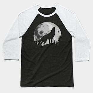 Wolf Howling At The Big Moon Baseball T-Shirt